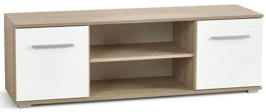 TV Table Copenhagen | size: Length: 40cm, Width: 137cm, Height: 44cm | color: White/Oak | image: 1 | variant: 1007160
