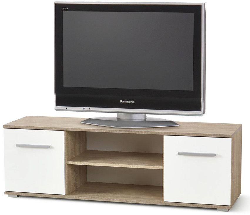 TV Table Copenhagen | size: Length: 40cm, Width: 137cm, Height: 44cm | color: White/Oak | image: 2 | variant: 1007160