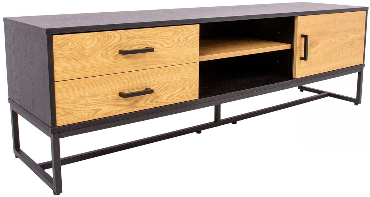 TV Table East Falmouth | size: Length: 40cm, Width: 160cm, Height: 50cm | color: Black/Oak | image: 2 | variant: 1005688