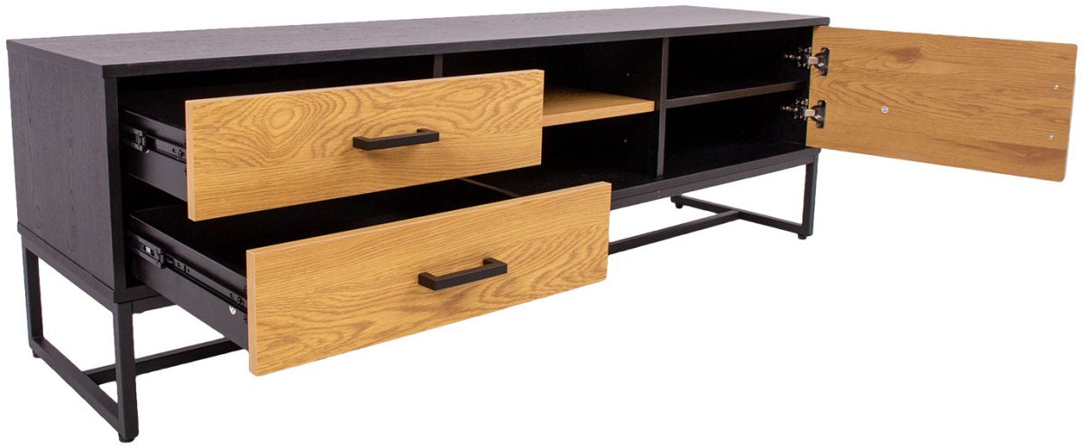 TV Table East Falmouth | size: Length: 40cm, Width: 160cm, Height: 50cm | color: Black/Oak | image: 3 | variant: 1005688