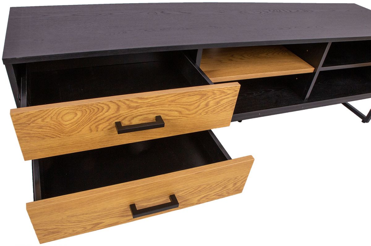 TV Table East Falmouth | size: Length: 40cm, Width: 160cm, Height: 50cm | color: Black/Oak | image: 4 | variant: 1005688