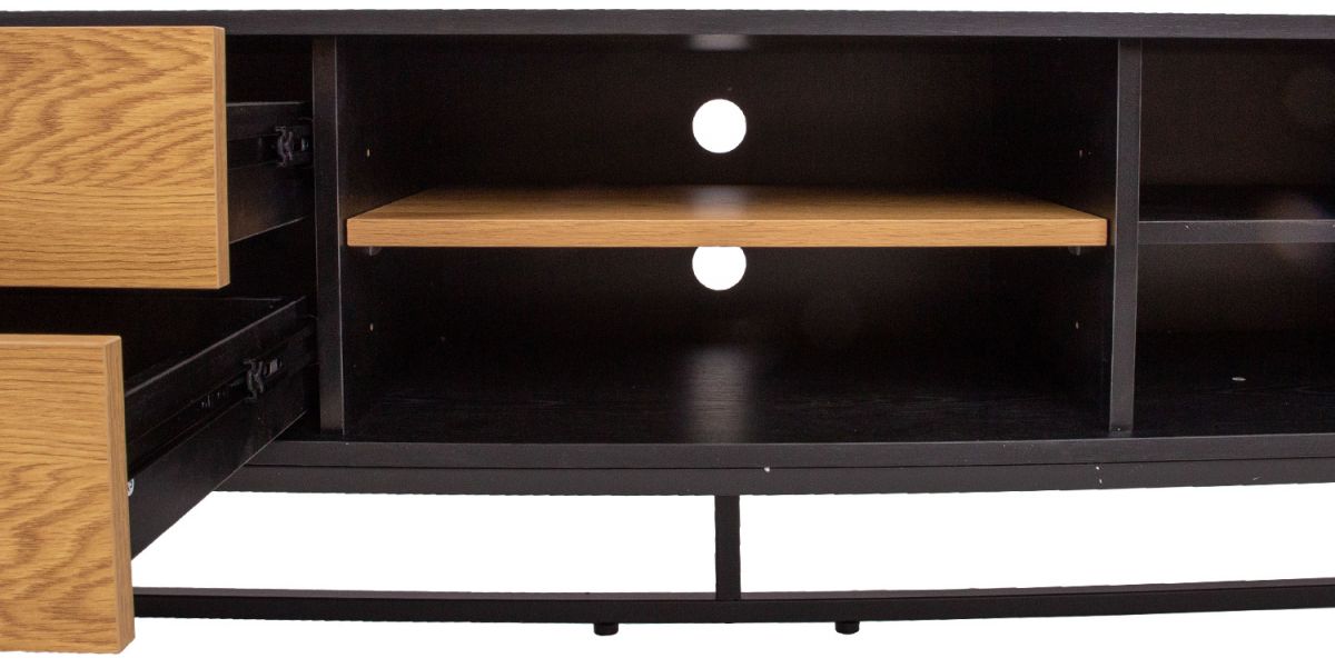 TV Table East Falmouth | size: Length: 40cm, Width: 160cm, Height: 50cm | color: Black/Oak | image: 6 | variant: 1005688