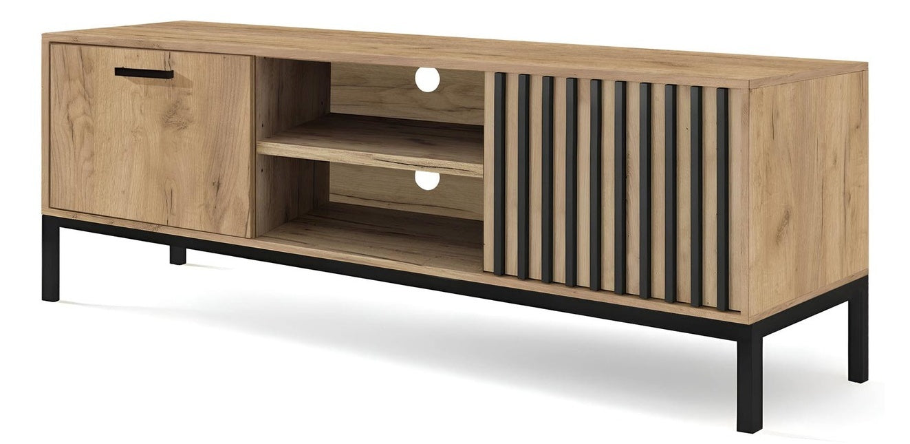 TV Table Lamino | size: Length: 40cm, Width: 180cm, Height: 48cm | color: Black/Oak | image: 0 | variant: 1017865