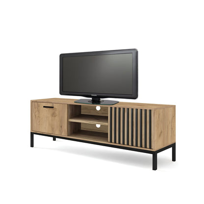 TV Table Lamino | size: Length: 40cm, Width: 180cm, Height: 48cm | color: Black/Oak | image: 1 | variant: 1017865