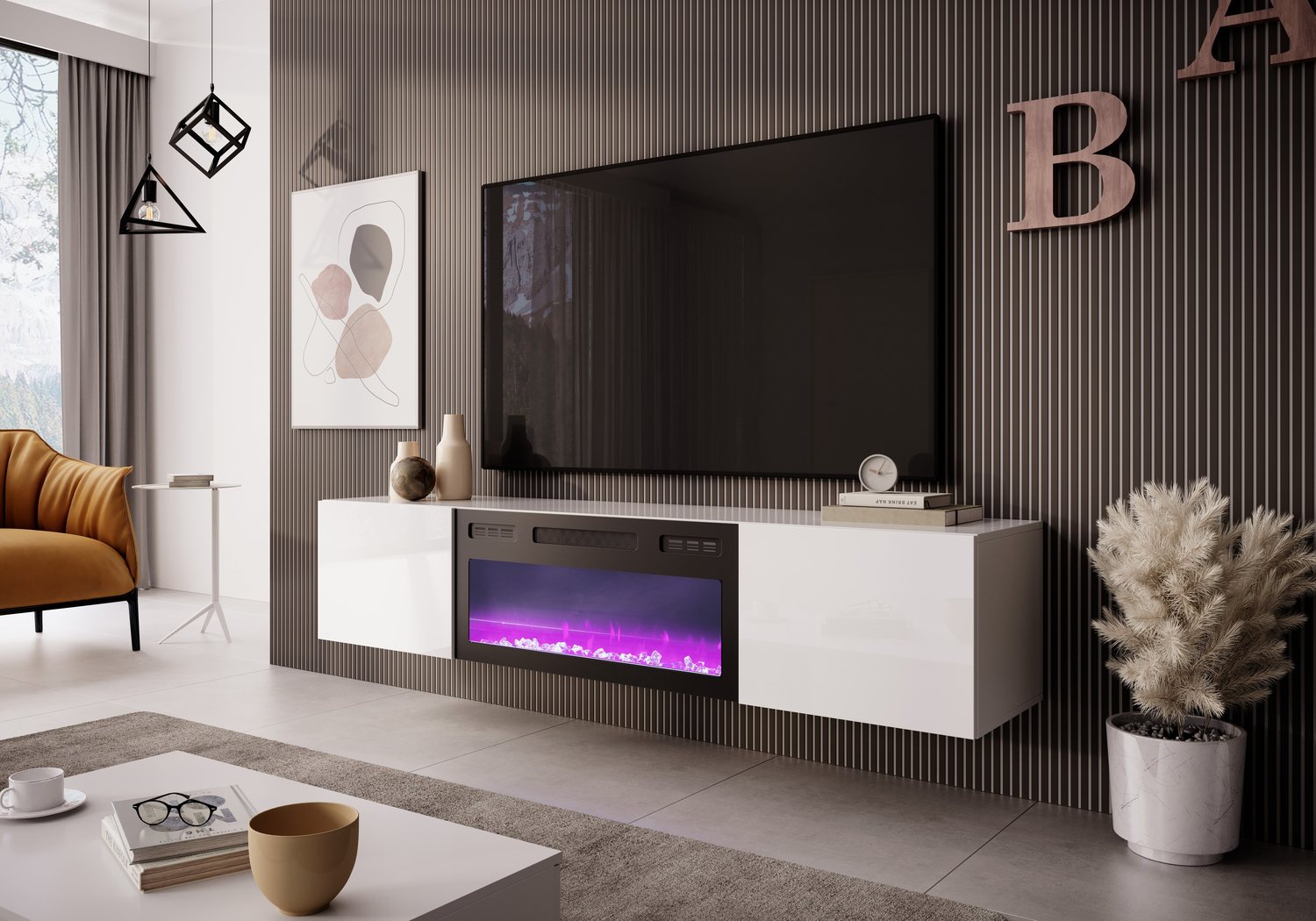 TV Table Livo Rtv 4 | size: Length: 38cm, Width: 180cm, Height: 37cm | color: White | image: 2 | variant: 1016940