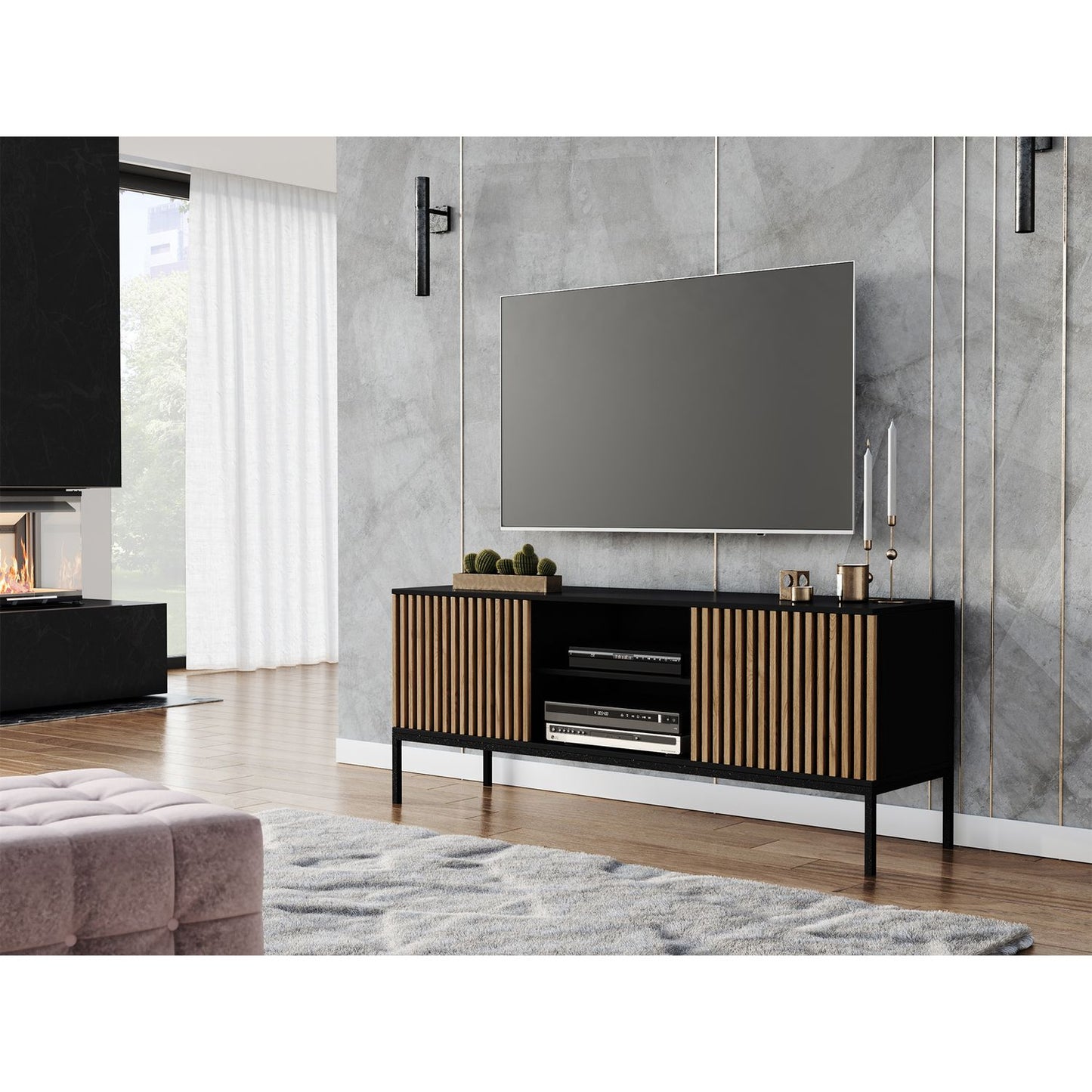 TV Table Meorati | size: Length: 40cm, Width: 150cm, Height: 60cm | color: Black | image: 2 | variant: 1017069
