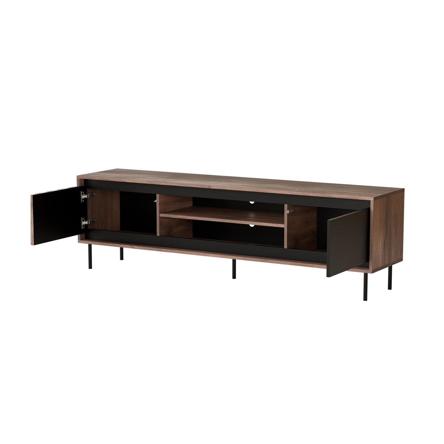 TV Table Pune | size: Length: 40cm, Width: 180cm, Height: 53cm | color: Brown/Black | image: 1 | variant: 1007581
