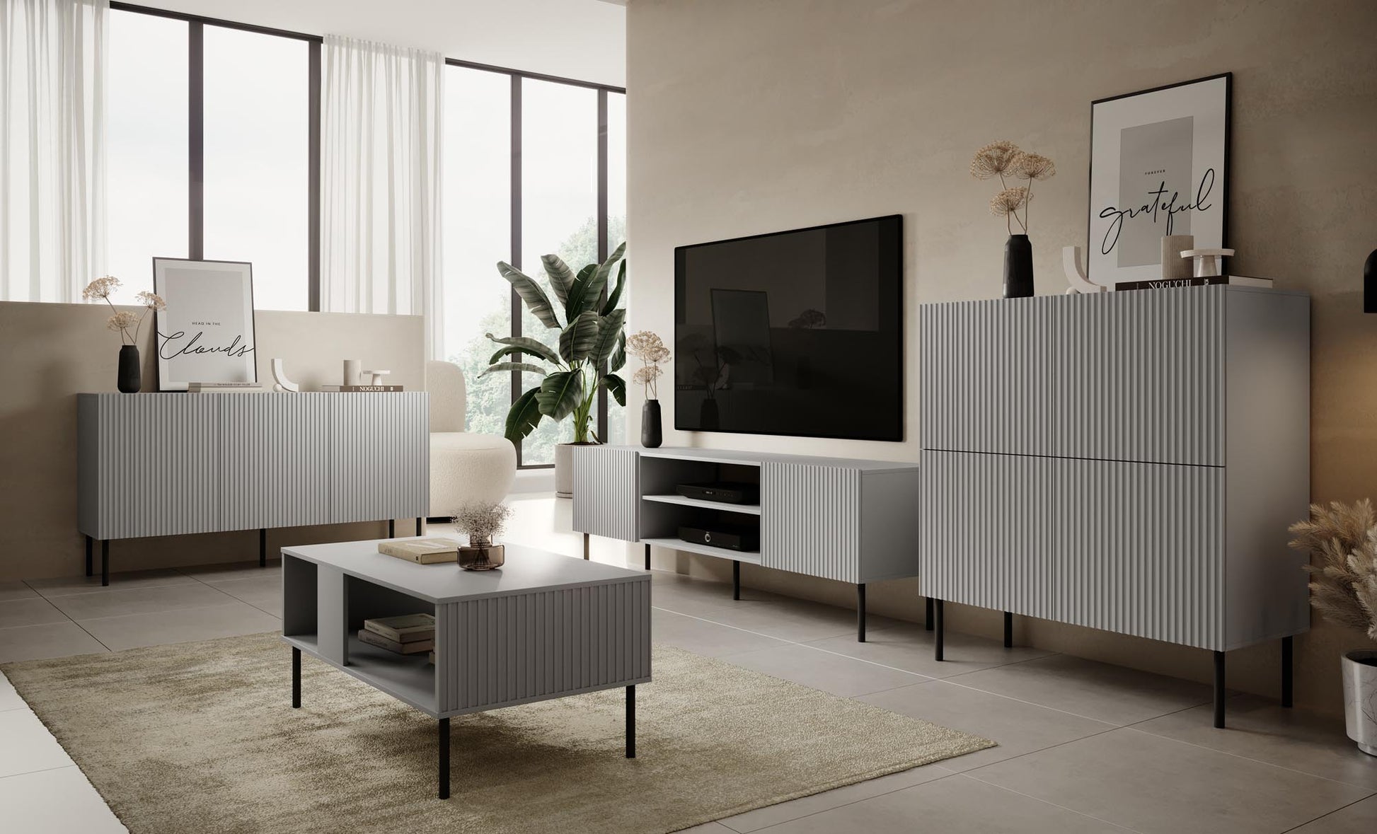 TV Table West Halstead | size: Length: 42cm, Width: 180cm, Height: 57cm | color: Gray | image: 3 | variant: 1007339