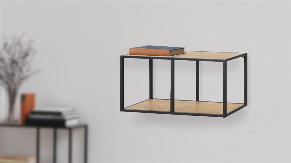 Wall Shelf Aberystwyth | size: Width: 72cm, Height: 37cm, Depth: 24cm | color: Black/Oak | image: 5 | variant: 1006098