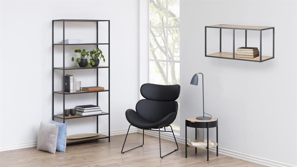 Wall Shelf Aberystwyth | size: Width: 72cm, Height: 37cm, Depth: 24cm | color: Black/Oak | image: 6 | variant: 1006098