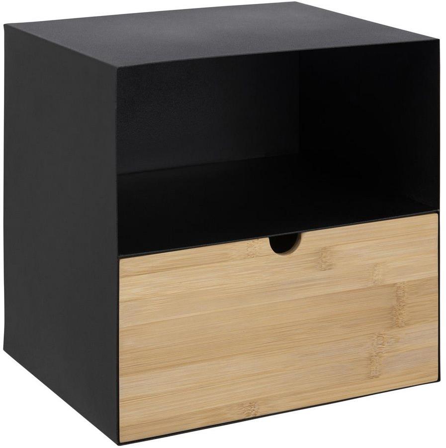 Wall Shelf East Monaco | size: Width: 30cm, Height: 30cm, Depth: 25cm | color: Black/Oak | image: 1 | variant: 1006096