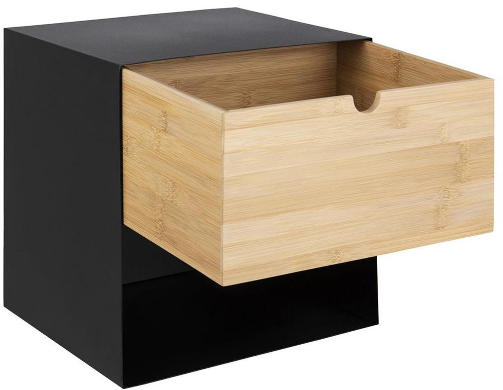 Wall Shelf East Monaco | size: Width: 30cm, Height: 30cm, Depth: 25cm | color: Black/Oak | image: 2 | variant: 1006096