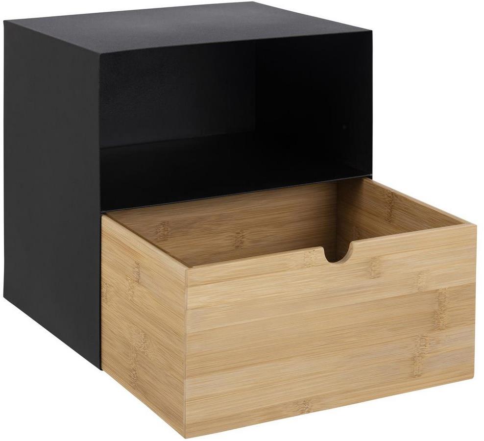 Wall Shelf East Monaco | size: Width: 30cm, Height: 30cm, Depth: 25cm | color: Black/Oak | image: 3 | variant: 1006096