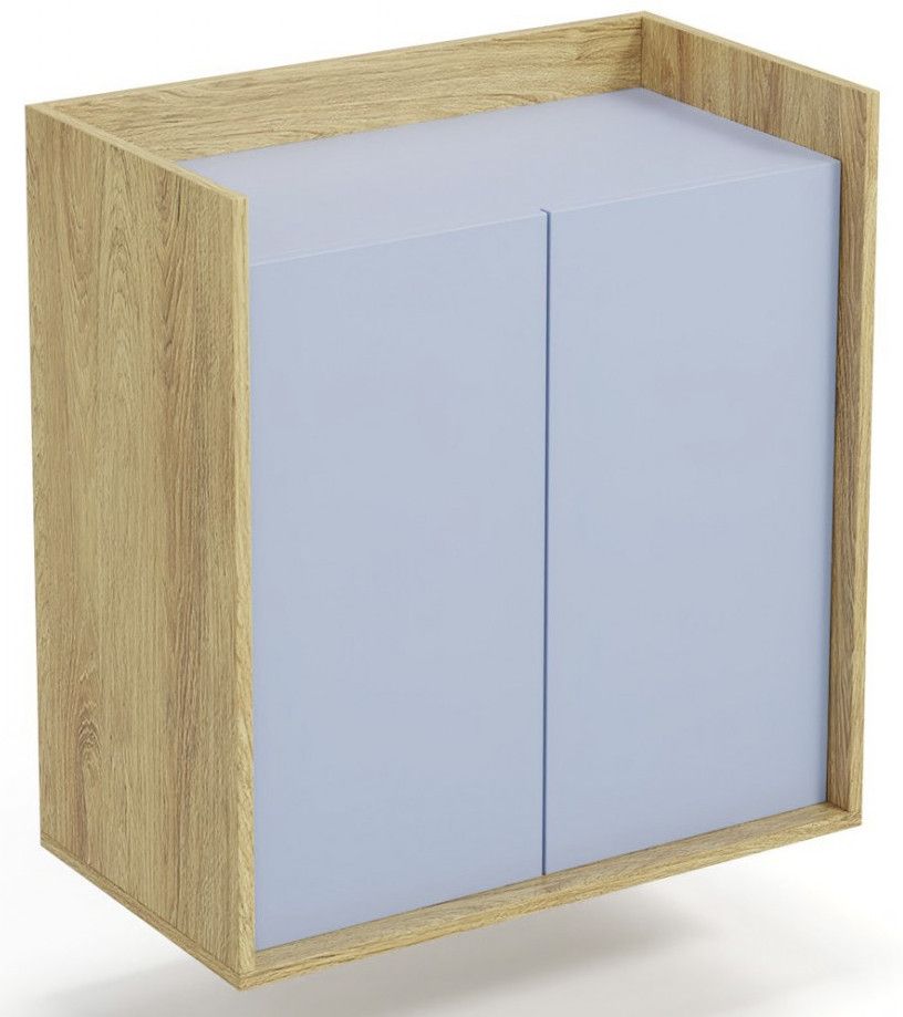 Wall Shelf Helsinki | size: Width: 78cm, Height: 83cm, Depth: 41cm | color: Oak/Blue | image: 1 | variant: 1002029