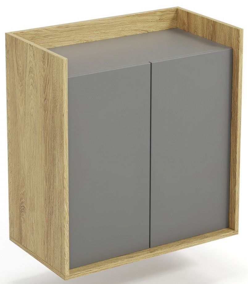 Wall Shelf Helsinki | size: Width: 78cm, Height: 83cm, Depth: 41cm | color: Oak/Grey | image: 1 | variant: 1002030