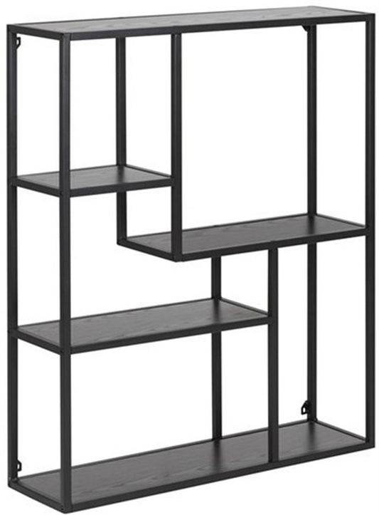Wall Shelf Seaford 1 | size: Width: 75cm, Height: 91cm, Depth: 20cm | color: Black | image: 1 | variant: 1016952