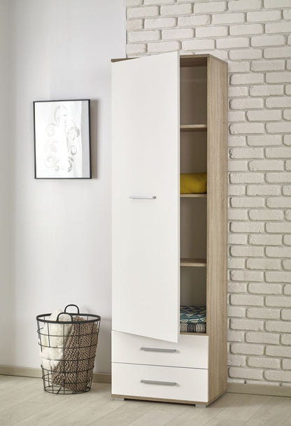Wardrobe Copenhagen | size: Width: 60cm, Height: 200cm, Depth: 40cm | color: White/Oak | image: 2 | variant: 1001940