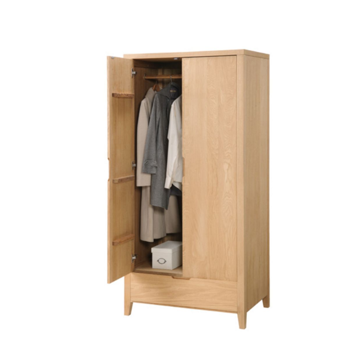 Wardrobe East Towcester | size: Width: 90cm, Height: 198cm, Depth: 58cm | color: Oak | image: 3 | variant: 1004961