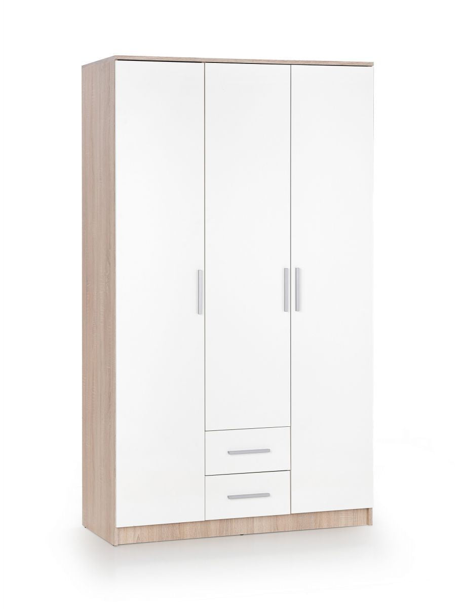 Wardrobe Lima 3 | size: Width: 120cm, Height: 205cm, Depth: 52cm | color: White/Oak | image: 1 | variant: 1000350
